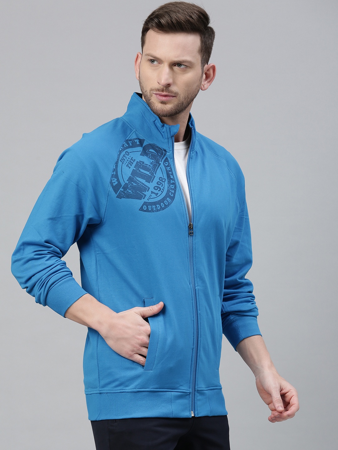 

Wildcraft Men Blue Printed Sweatshirt