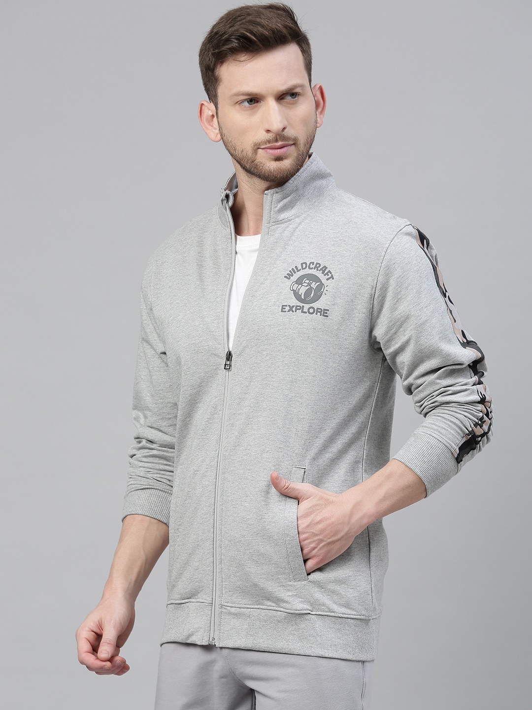 

Wildcraft Men Grey Logo Printed 2 Sweatshirt