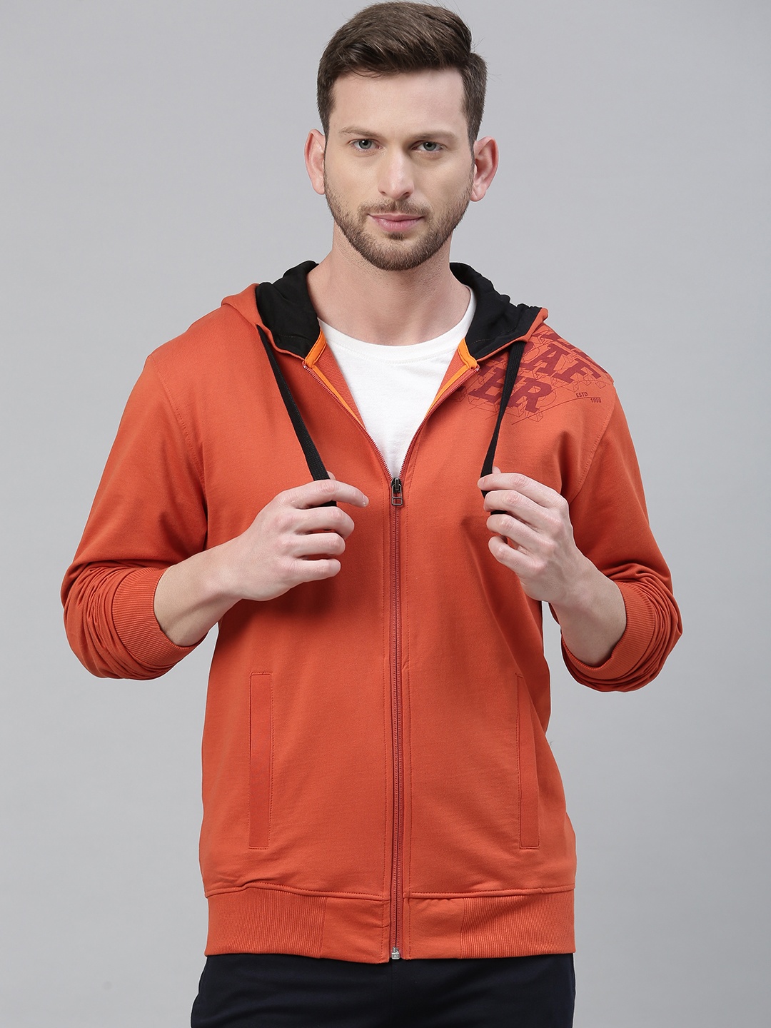 

Wildcraft Men Orange Solid Hooded Sweatshirt