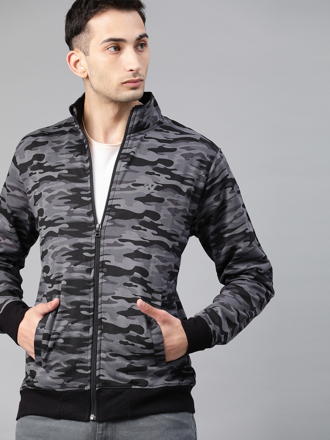 

Wildcraft Men Black & Grey Camouflage Printed Sweatshirt