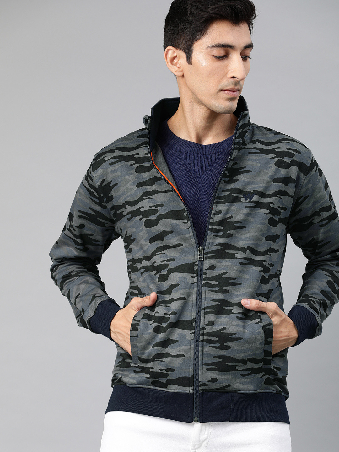 

Wildcraft Men Grey & Olive Green Camouflage Printed Sweatshirt