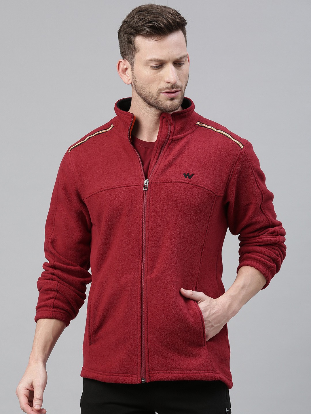 

Wildcraft Men Red Solid Windcheater Tailored Jacket