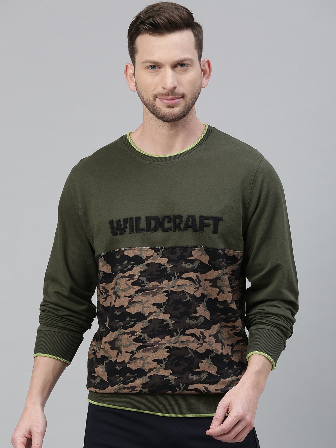 

Wildcraft Men Olive Green Printed 4 Sweatshirt