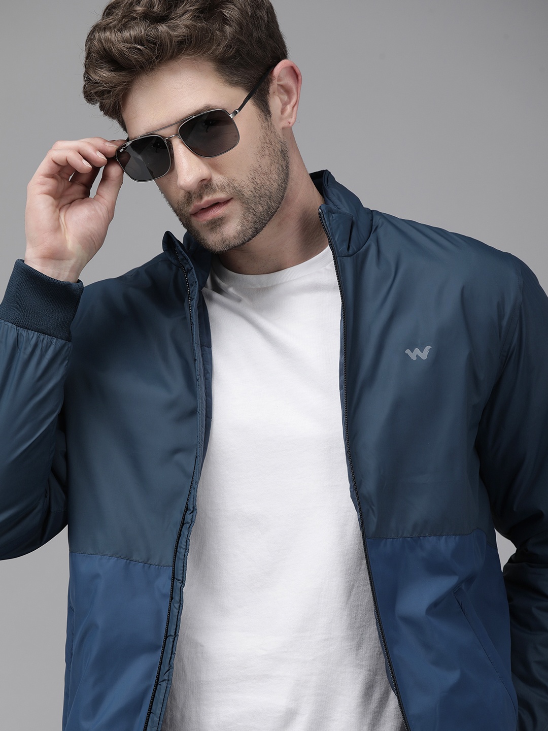 

Wildcraft Men Navy Blue Colourblocked Windcheater Sporty Jacket