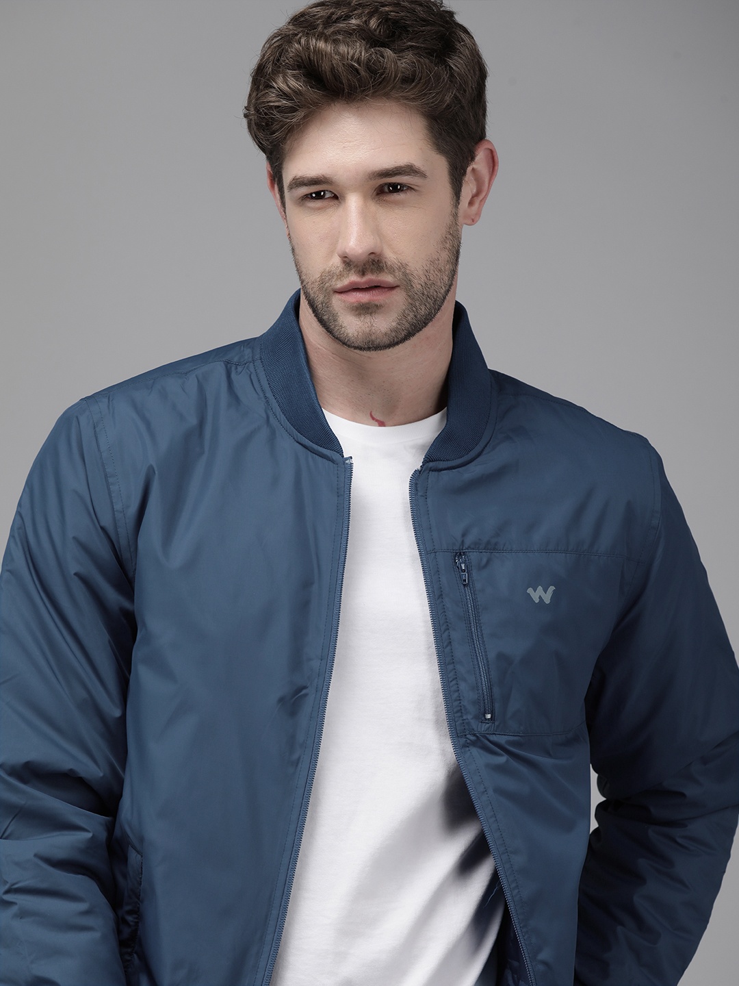 

Wildcraft Men Blue Solid Bomber Jacket