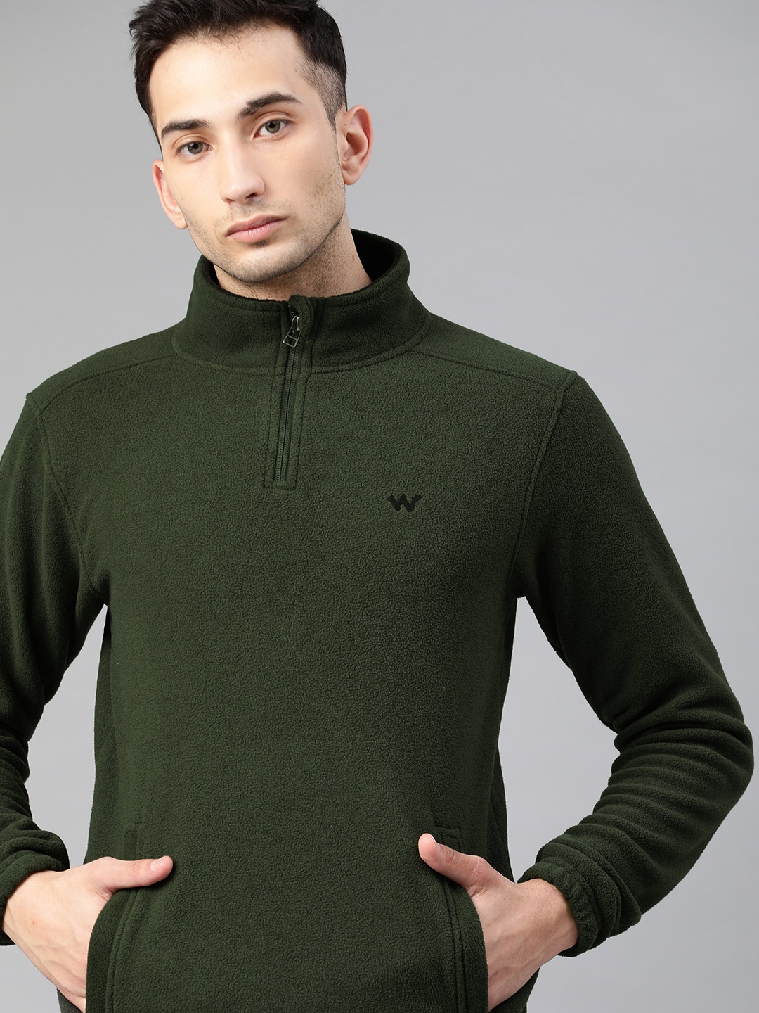 

Wildcraft Men Olive Green Solid Sweatshirt
