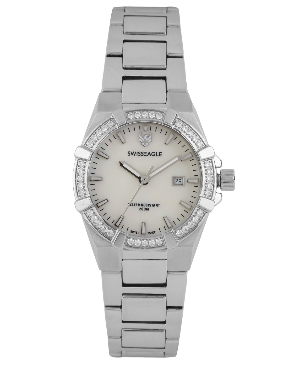 

Swiss Eagle Women Pearly White Dial Watch SE-6041-11