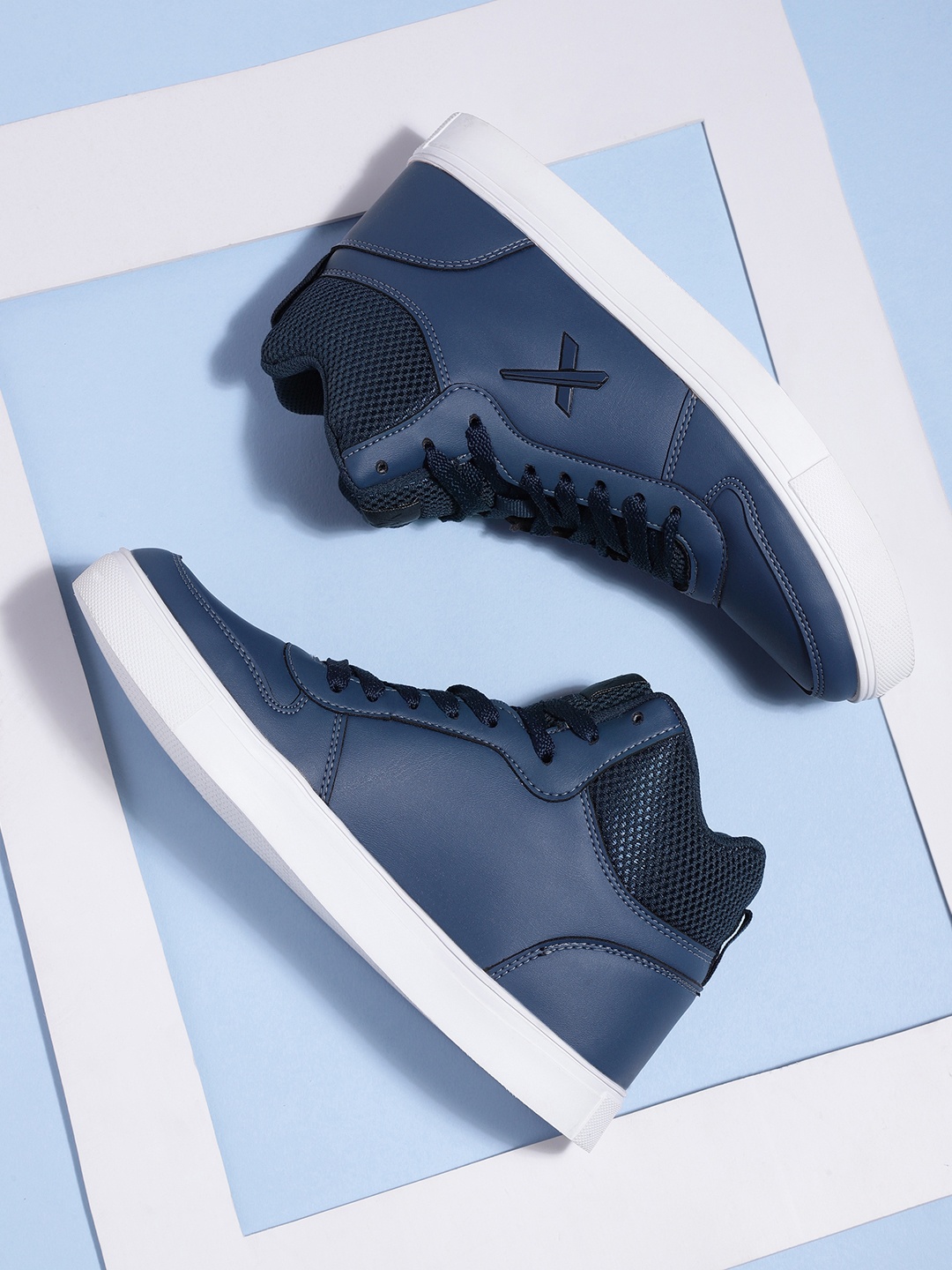 

HRX by Hrithik Roshan Navy Blue Solid Mid-Top Skate Street Sneakers