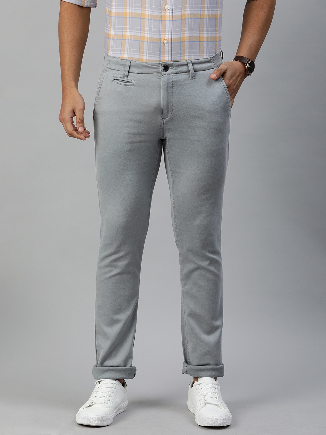 

Arrow Sport Men Grey Chrysler Slim Fit Solid Chinos