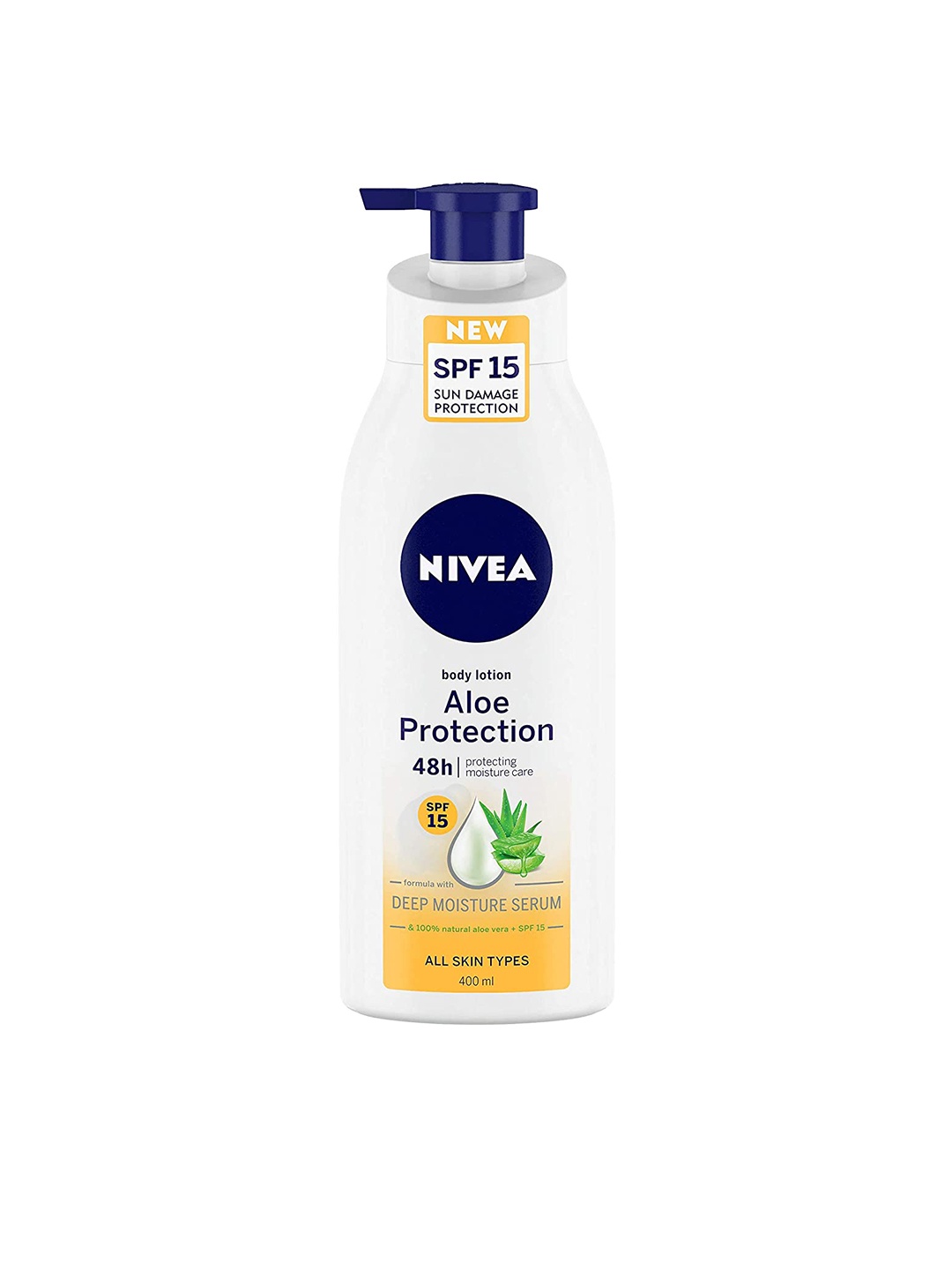 

NIVEA Unisex Aloe Protection Deep Moisture Serum Body Lotion SPF 15 400 ml, White