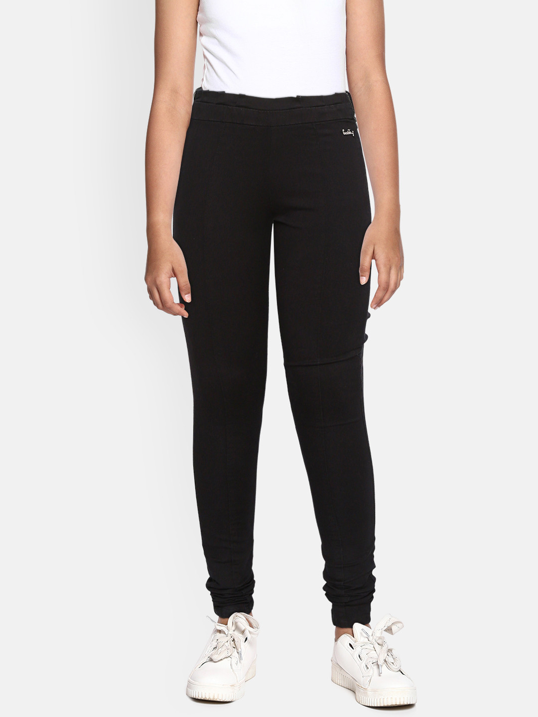 

Gini and Jony Girls Black Solid Ankle-Length Treggings