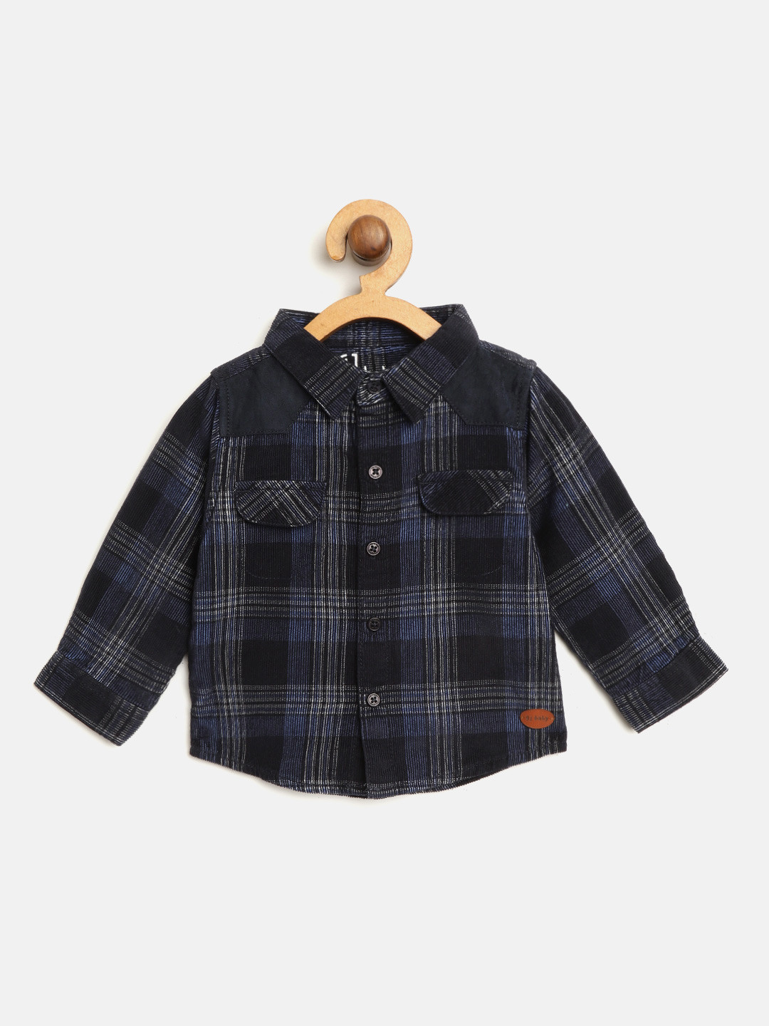 

Gini and Jony Boys Navy Blue &Off-White Checked Regular Fit Corduroy Shirt