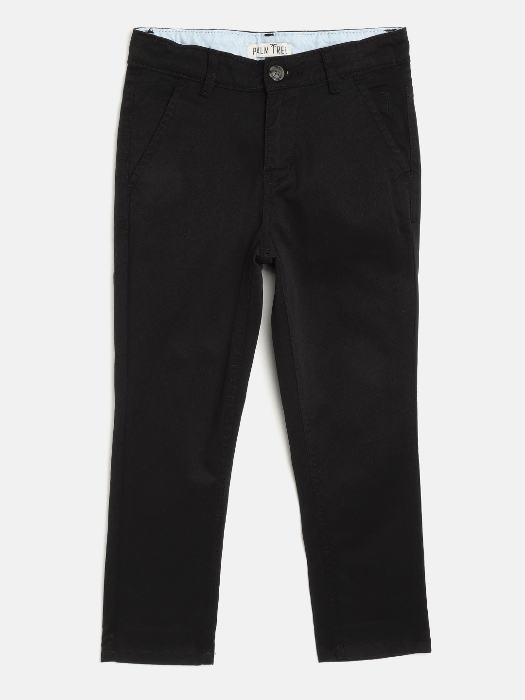 

Palm Tree Boys Black Slim Fit Solid Chinos