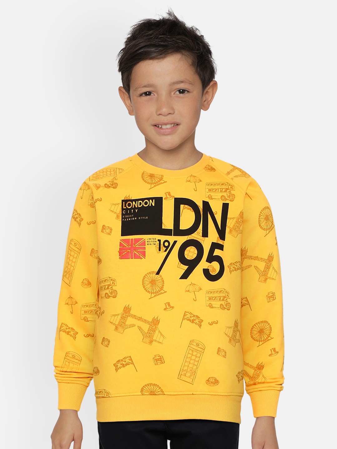 

Palm Tree Boys Yellow & Black Graphic Print Sweatshirt