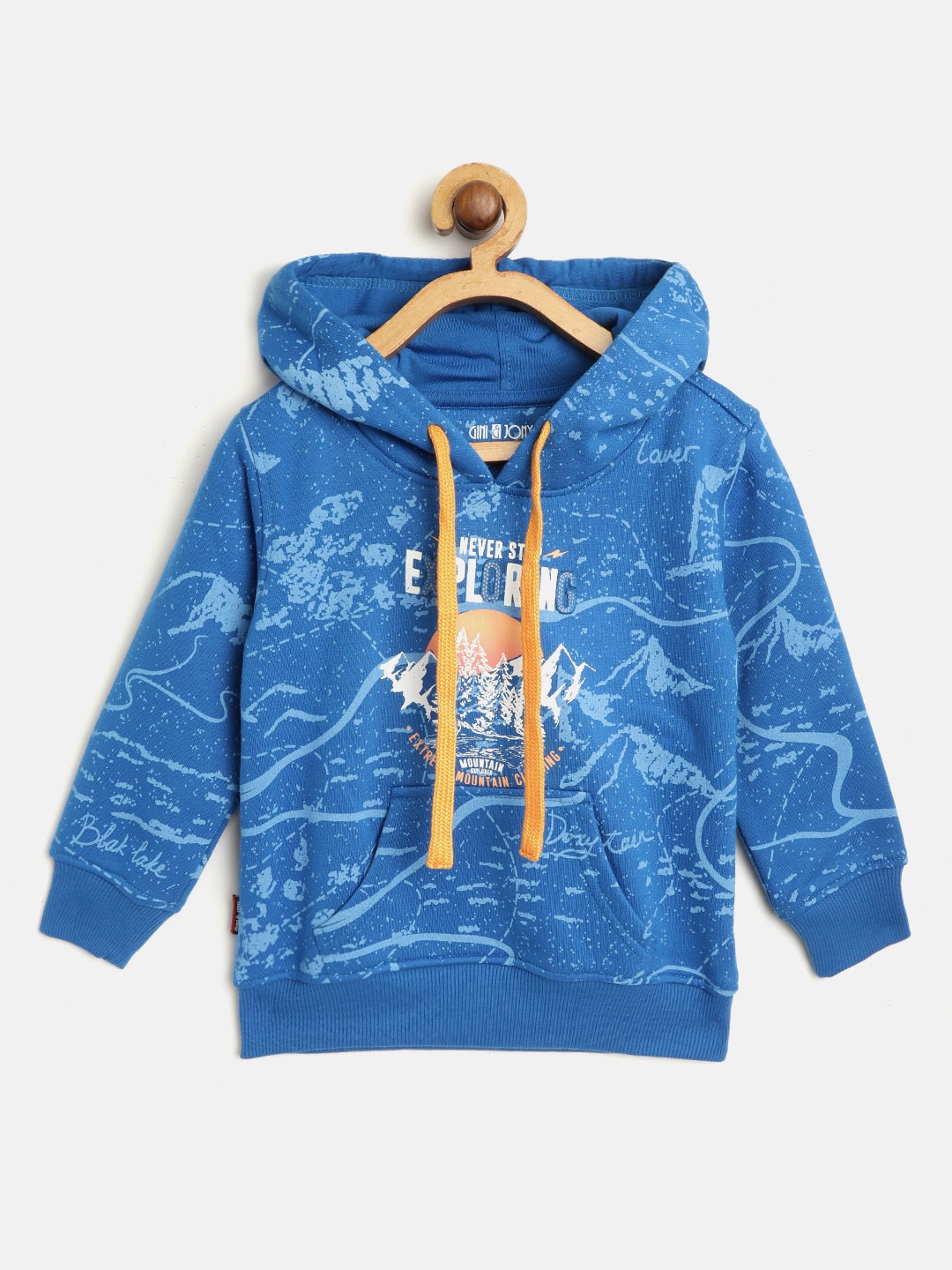 

Gini and Jony Boys Blue & White Mountain Print Hooded Sweatshirt