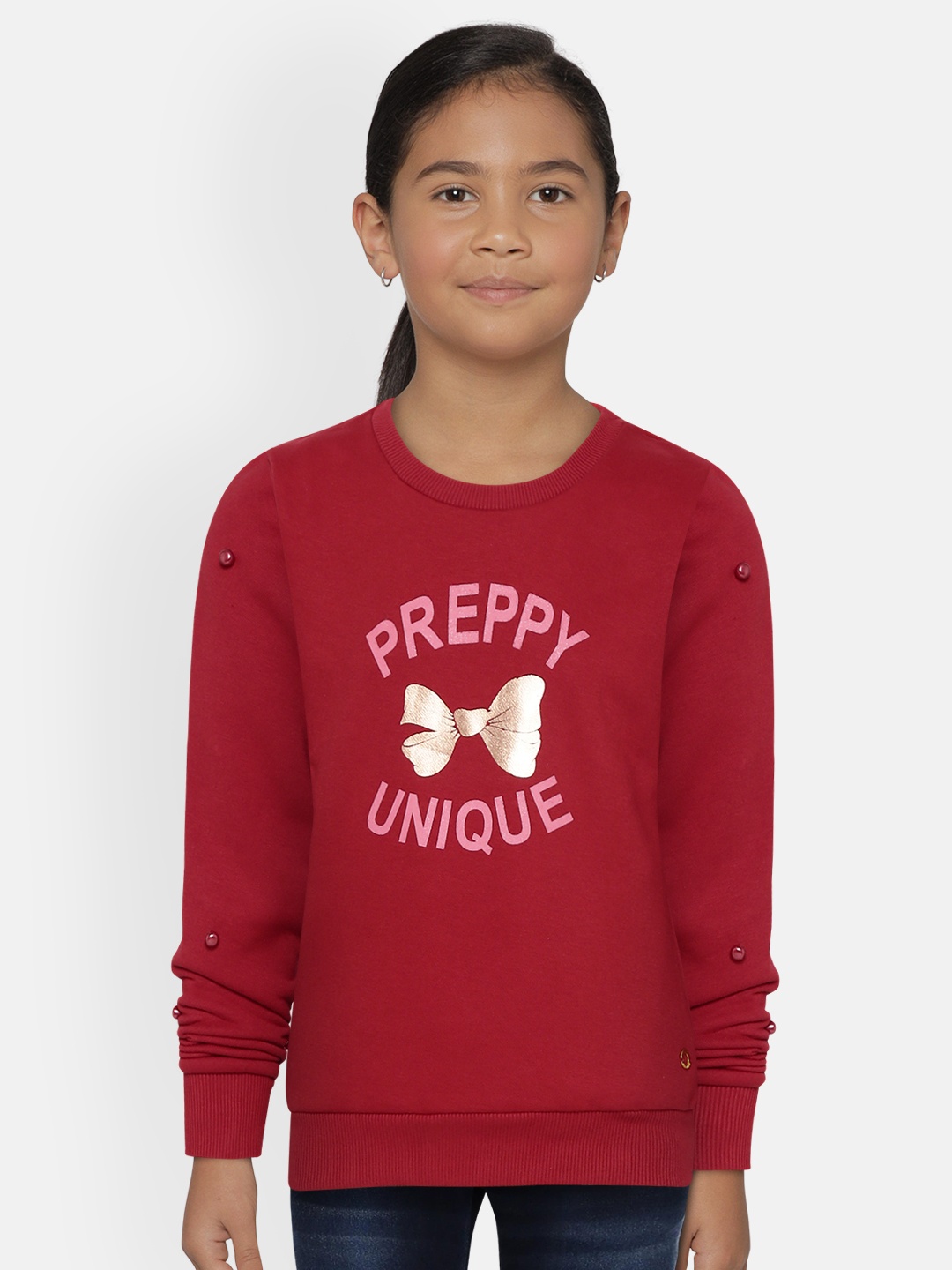 

Gini and Jony Girls Red Bow & Typography Print Sweatshirt