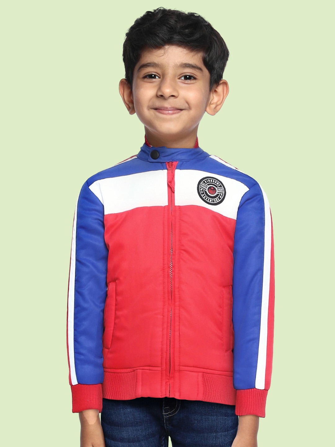 

Gini and Jony Boys Red & Blue Colourblocked Bomber Jacket