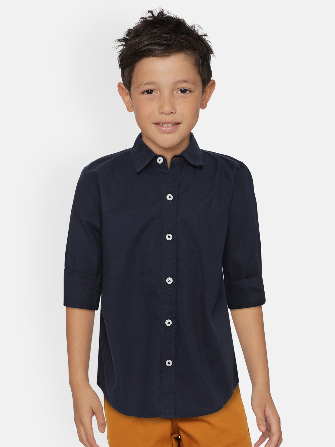 

Gini and Jony Boys Navy Blue Regular Fit Solid Casual Shirt