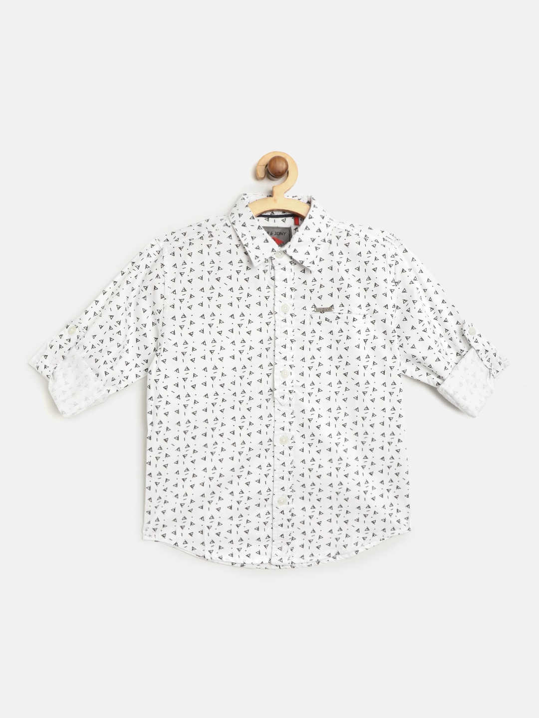 

Gini and Jony Boys White & Black Geometric Print Regular Fit Casual Shirt