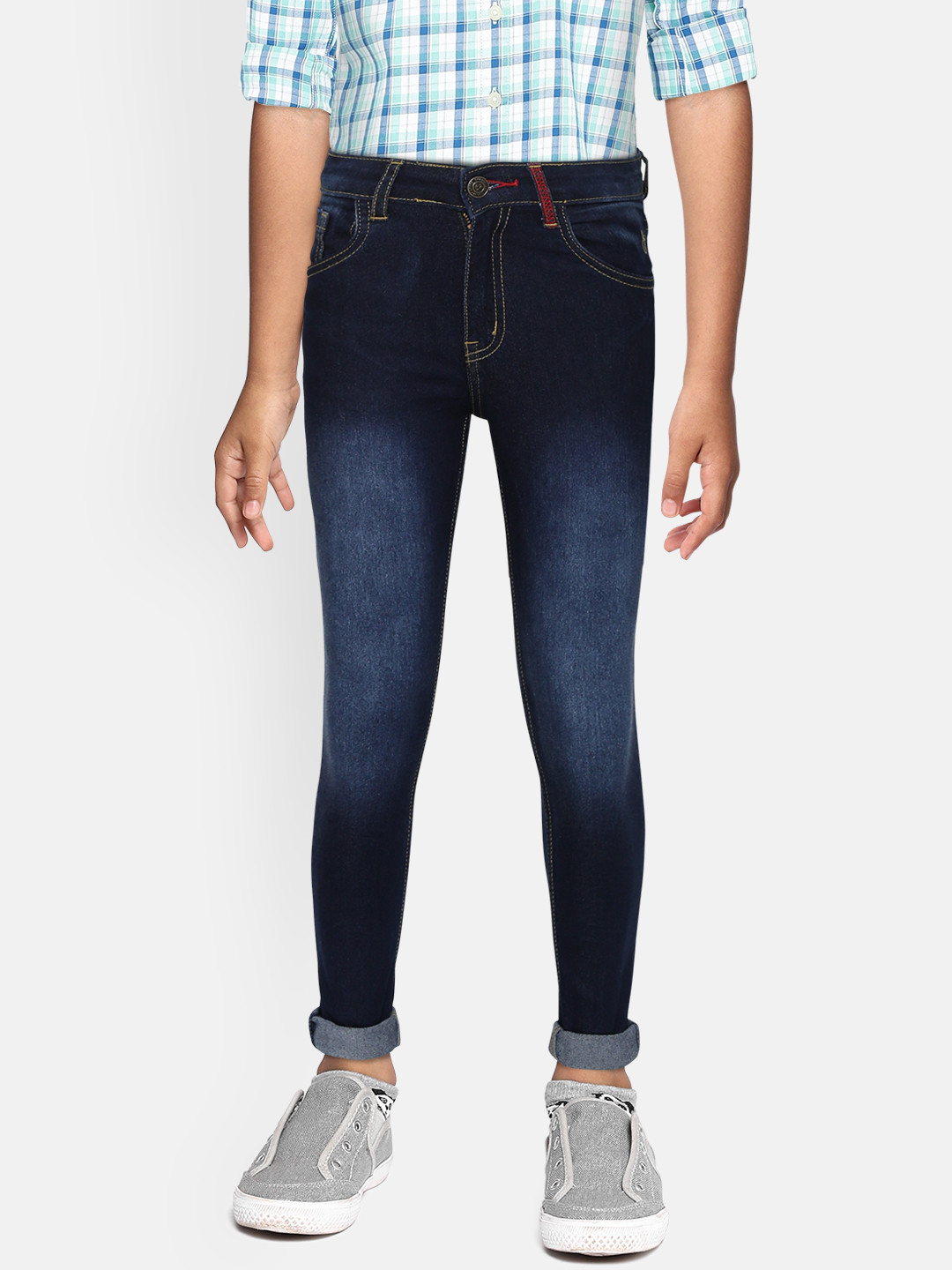 

Gini and Jony Boys Navy Blue Slim Fit Mid-Rise Clean Look Stretchable Jeans