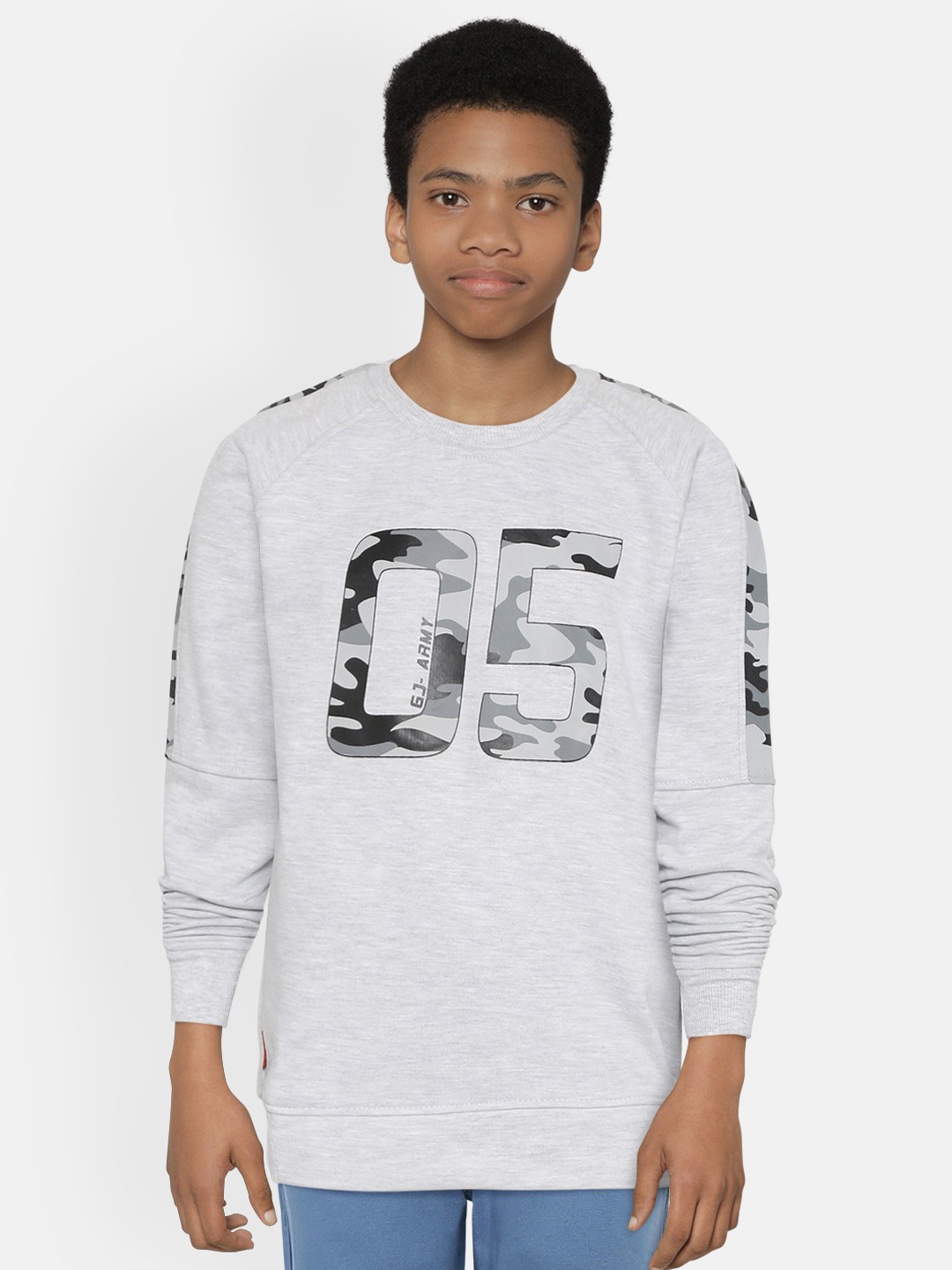 

Gini and Jony Boys Grey Melange Typography Print Sweatshirt