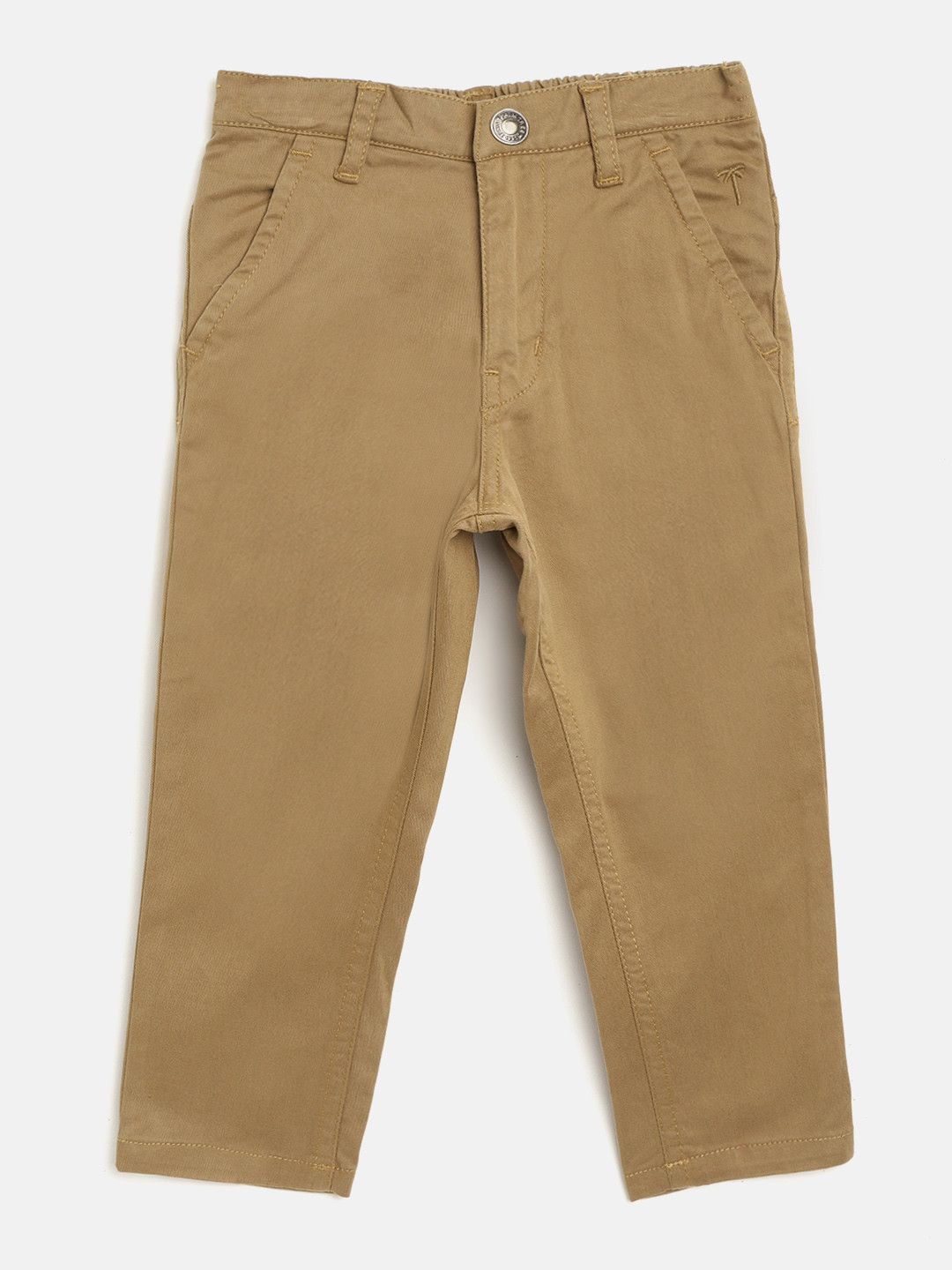 

Palm Tree Boys Khaki Regular Fit Solid Chinos