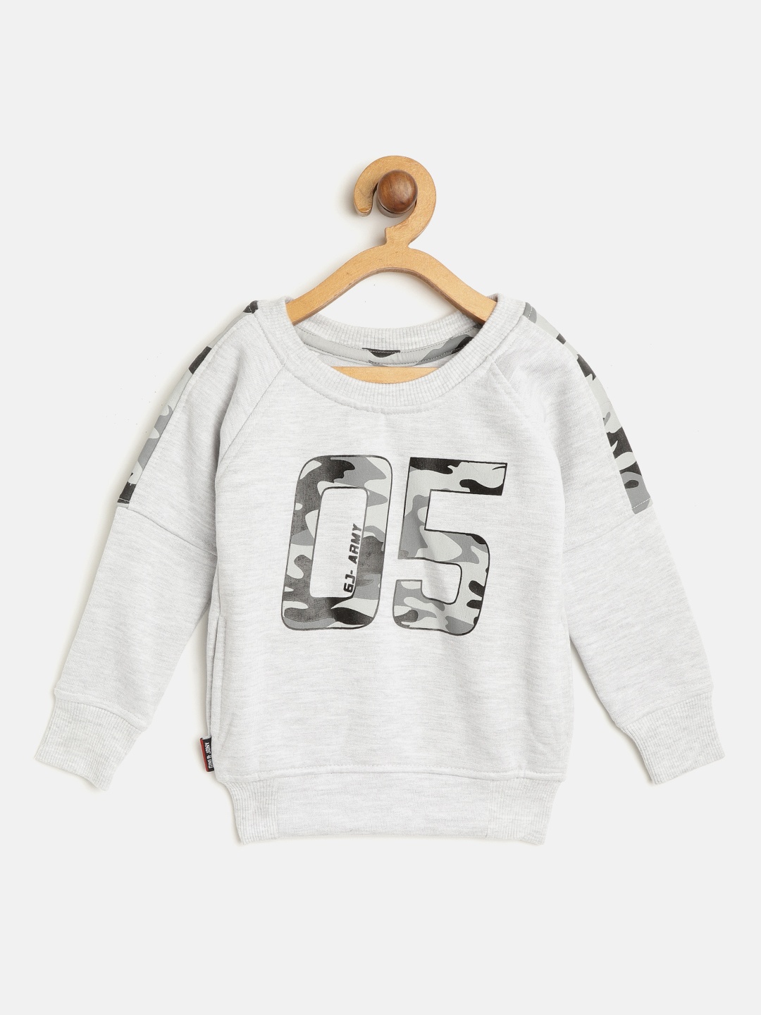 

Gini and Jony Boys Grey Melange Typography Print Sweatshirt