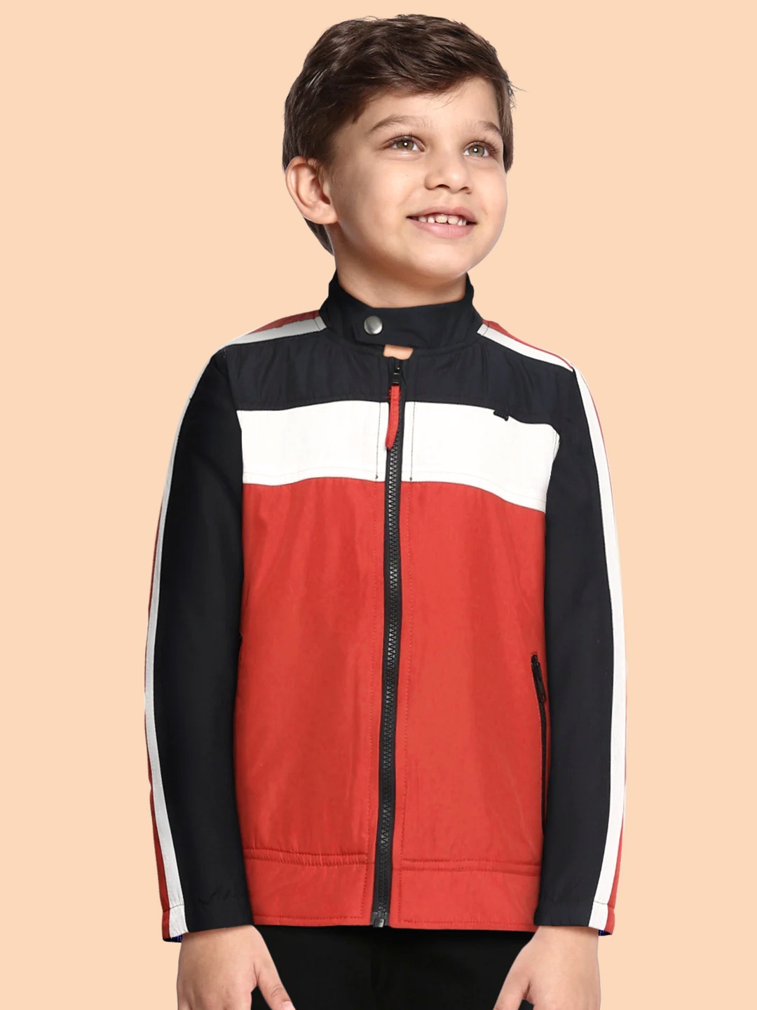 

Gini and Jony Boys Red & White Colourblocked Padded Jacket