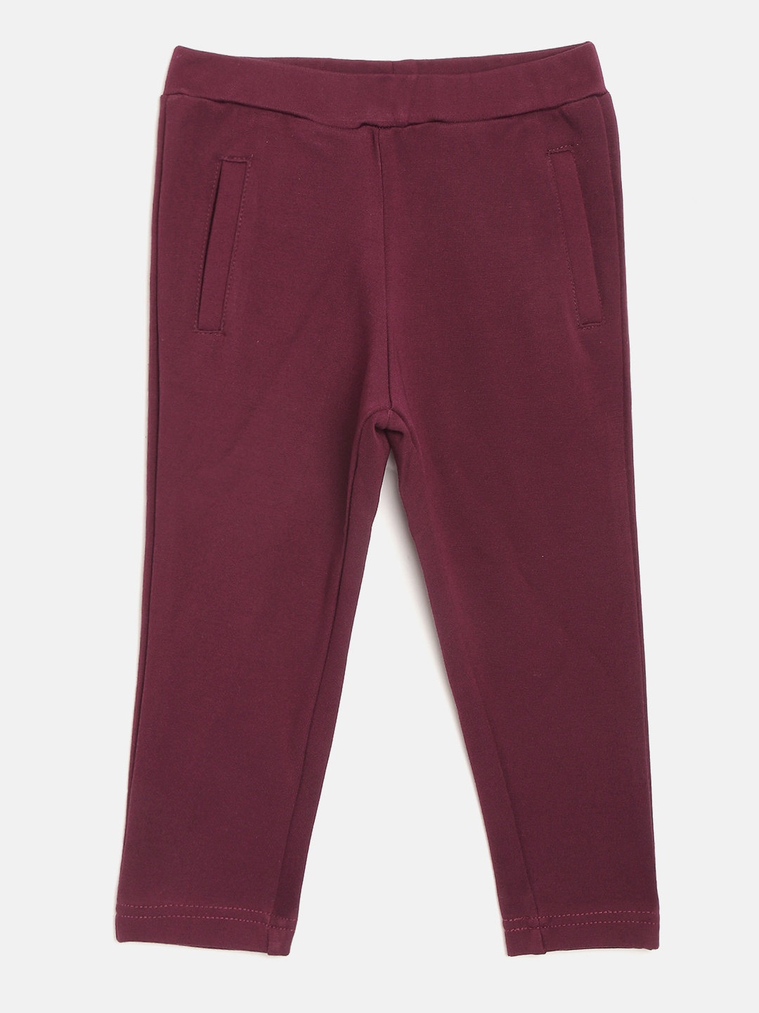 

Gini and Jony Girls Maroon Solid Ankle-Length Treggings