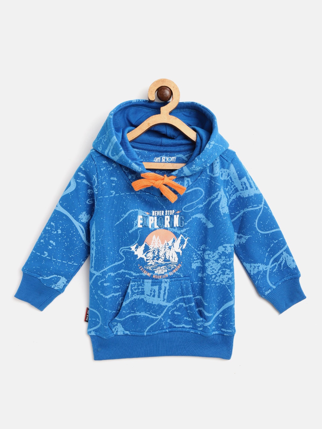 

Gini and Jony Boys Blue & White Mountain Print Hooded Sweatshirt