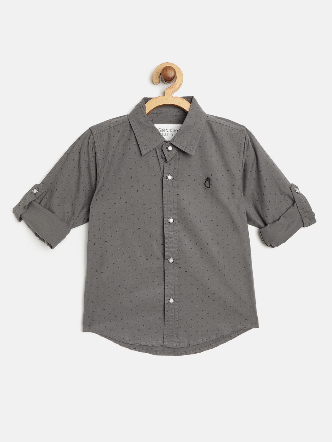 

Gini and Jony Boys Charcoal Grey & Black Micro Ditsy Print Regular Fit Casual Shirt