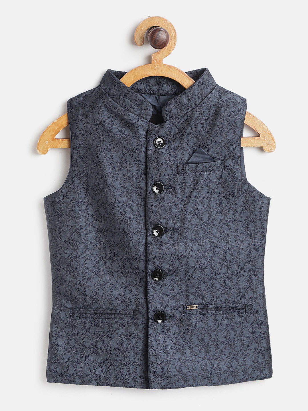 

Gini And Jony Boys Charcoal Grey Woven Design Nehru Jacket