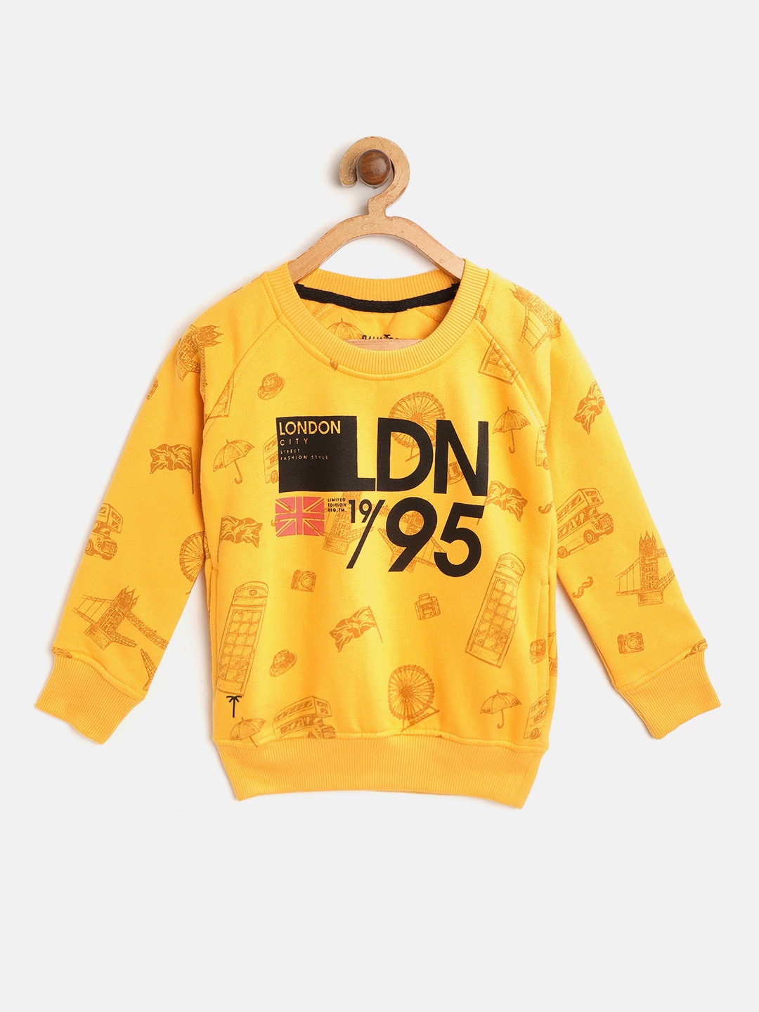 

Palm Tree Boys Yellow & Black Graphic Print Sweatshirt