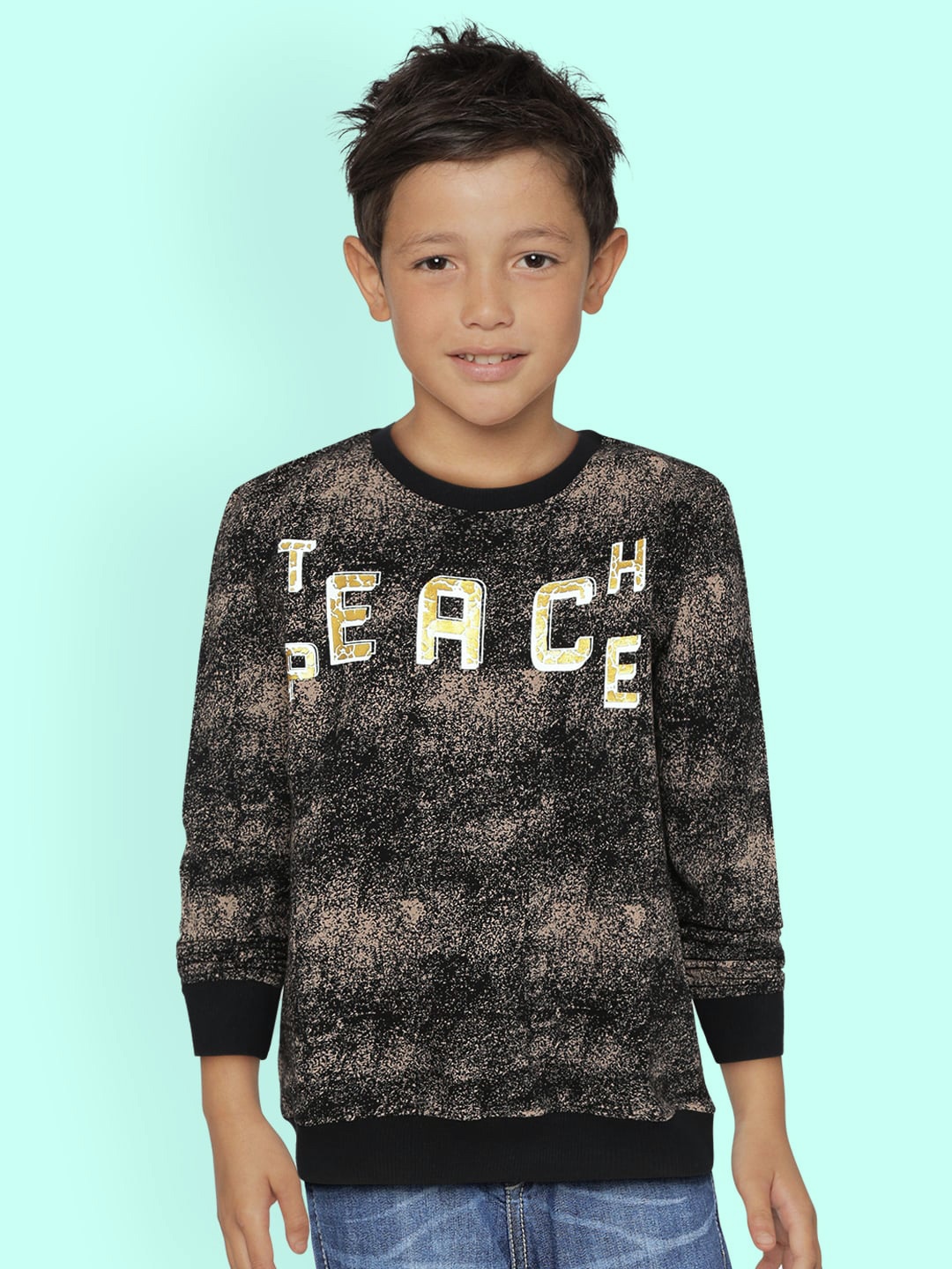 

Gini and Jony Boys Black & Beige Printed Sweatshirt