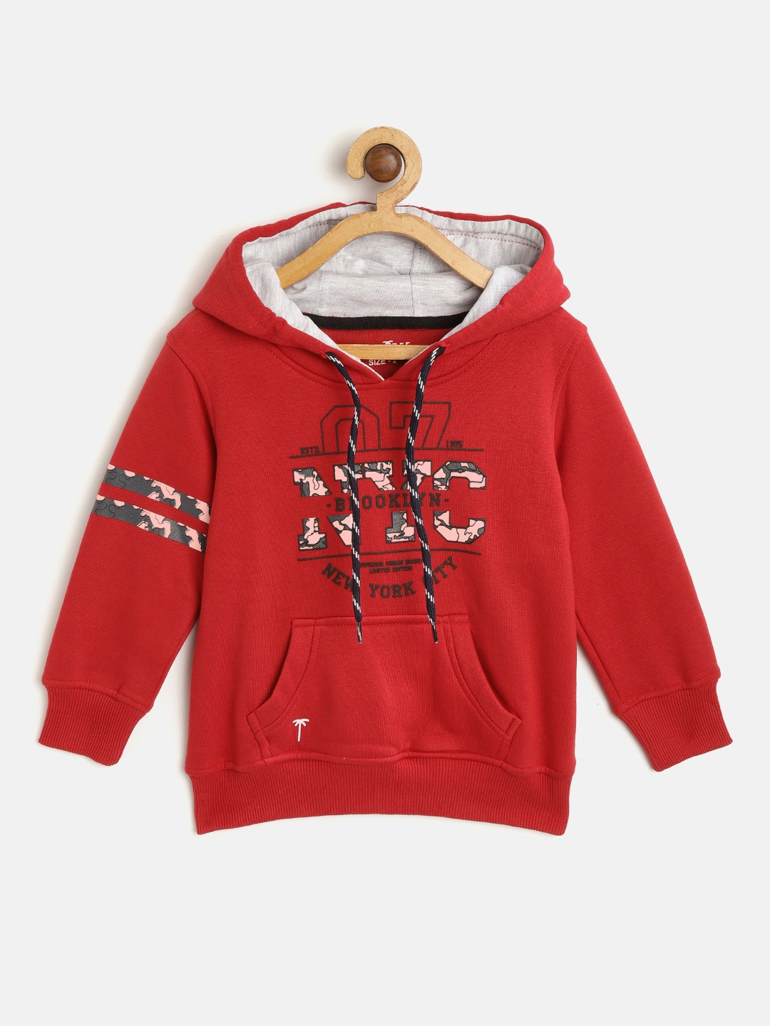 

Palm Tree Boys Maroon Printed Hooded Sweatshirt