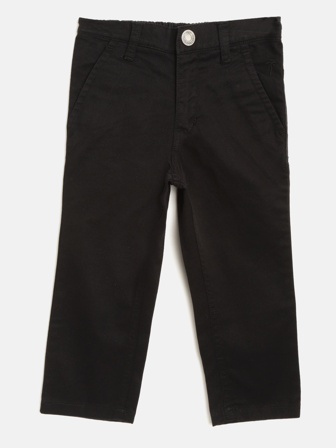

Palm Tree Boys Black Regular Fit Solid Chinos