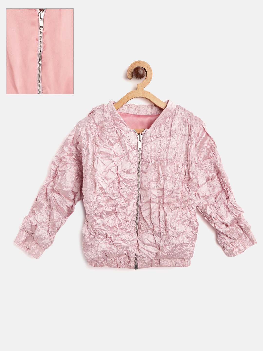 

Gini and Jony Girls Pink Printed Back & Crinkled Reversible Tailored Jacket