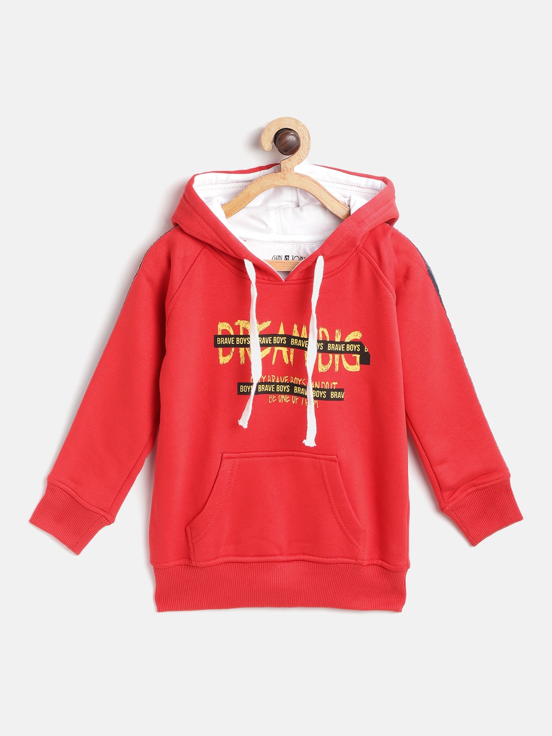 

Gini and Jony Boys Red Printed Hooded Sweatshirt