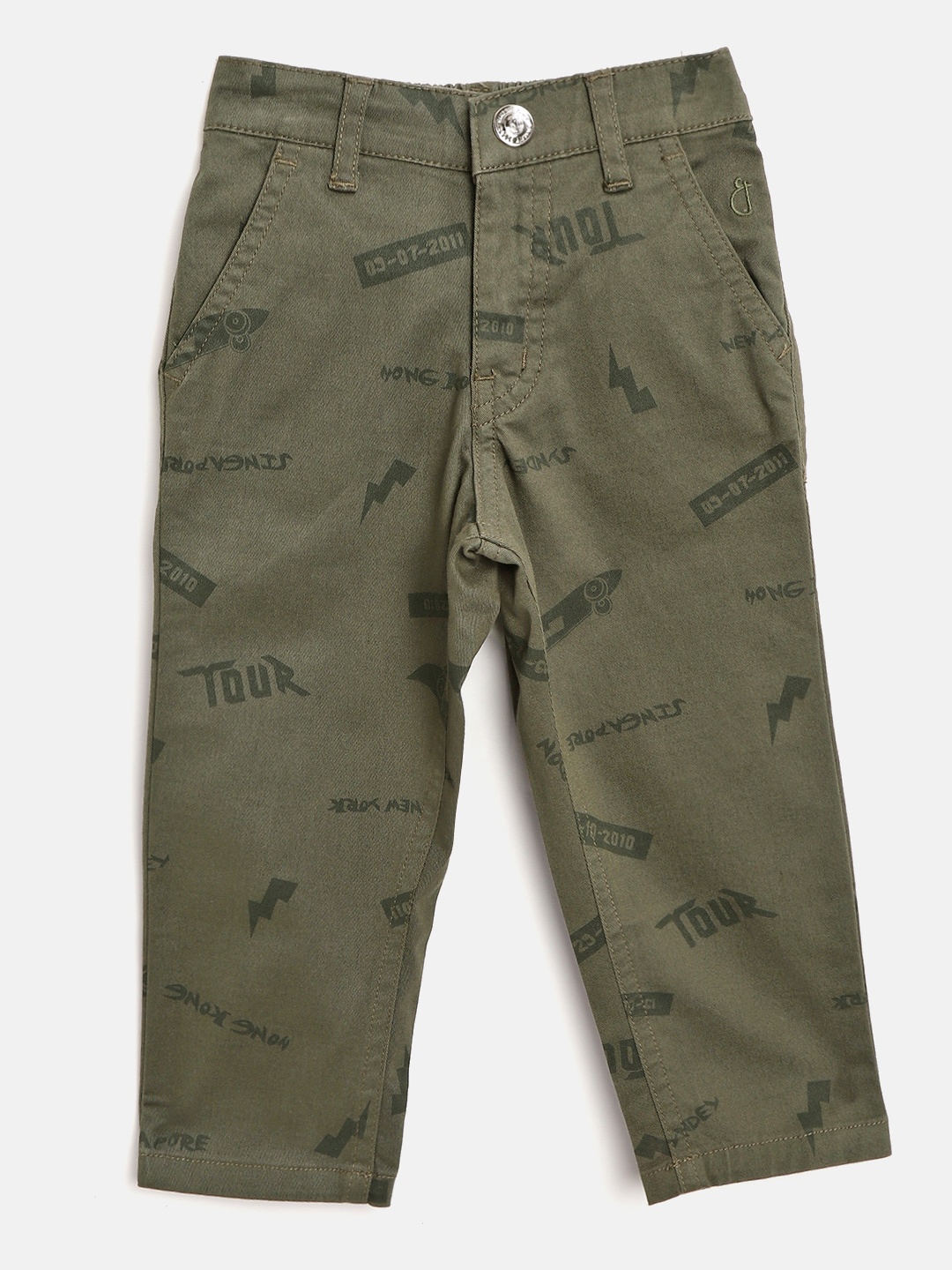 

Gini & Jony Boys Olive Green Conversational Print Trousers