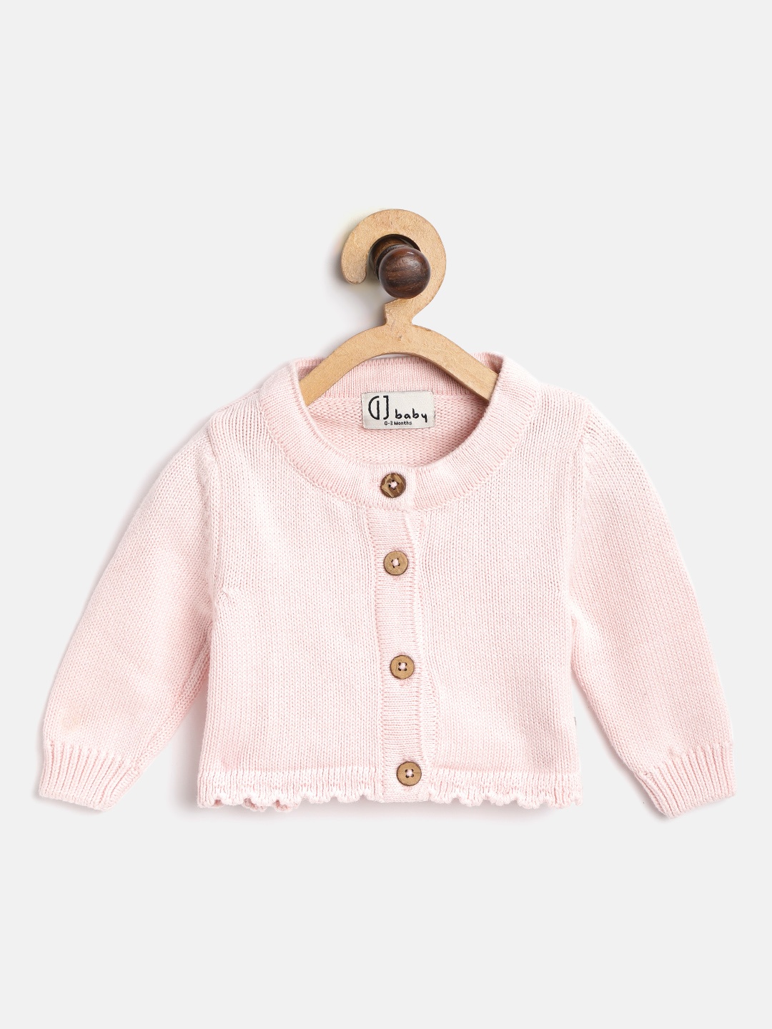 

Gini and Jony Girls Pink Solid Cardigan