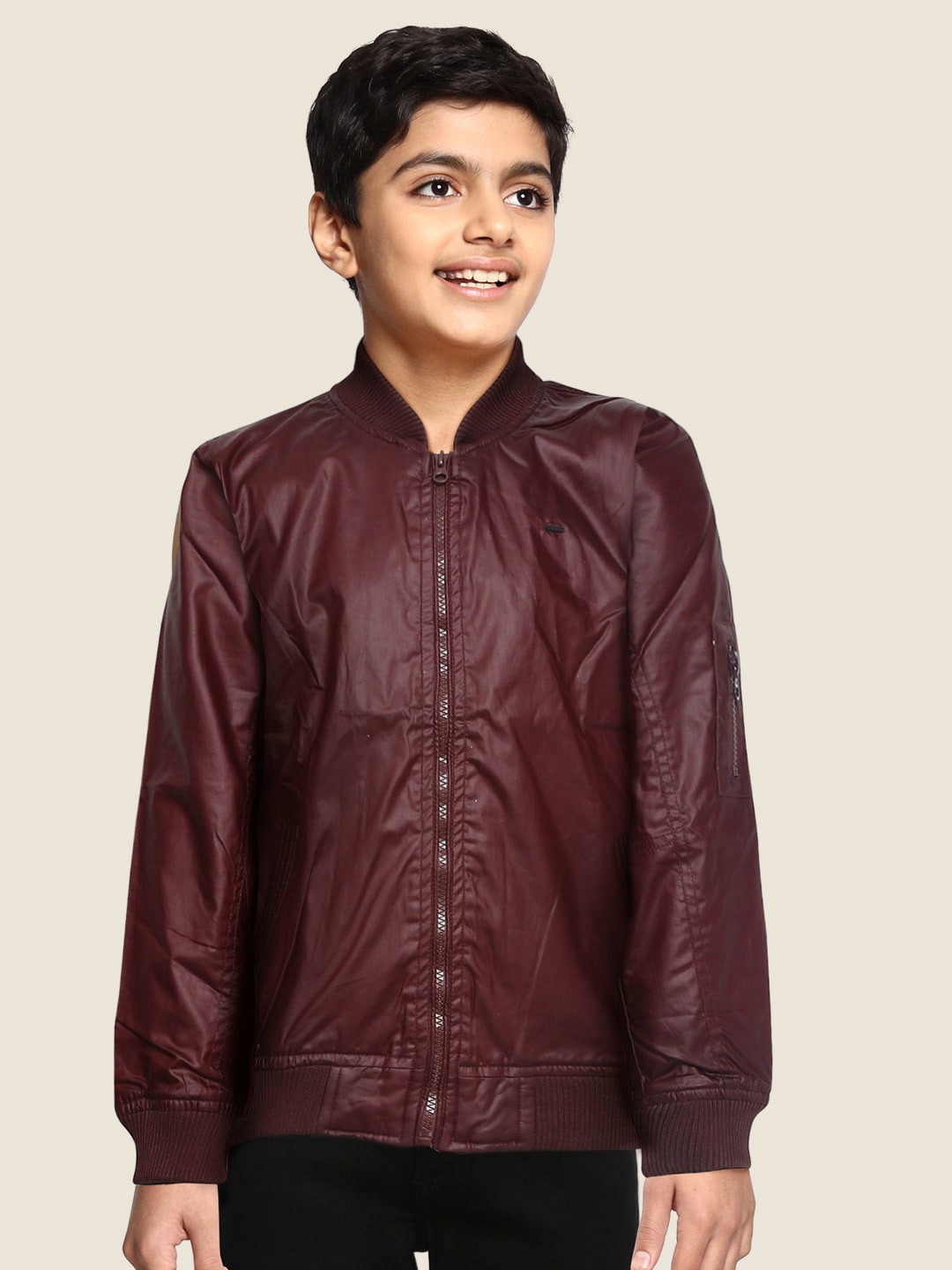 

Gini and Jony Boys Burgundy Solid Bomber Jacket