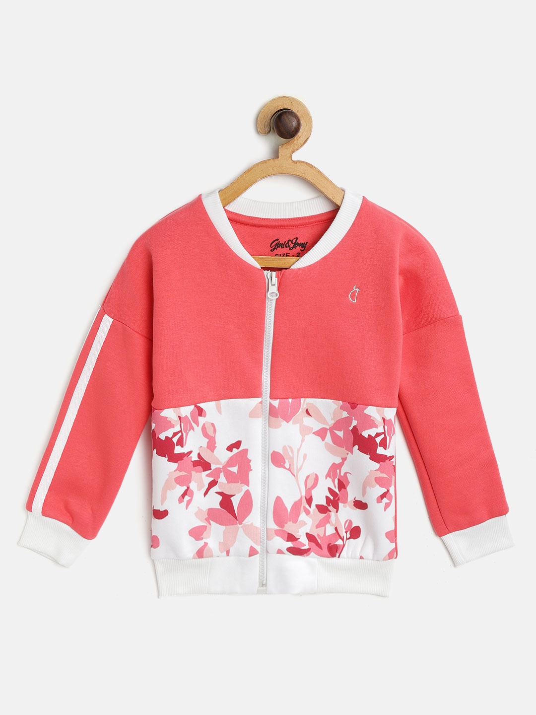 

Gini and Jony Girls Pink & White Floral Print Sweatshirt with Side Stripe Detail