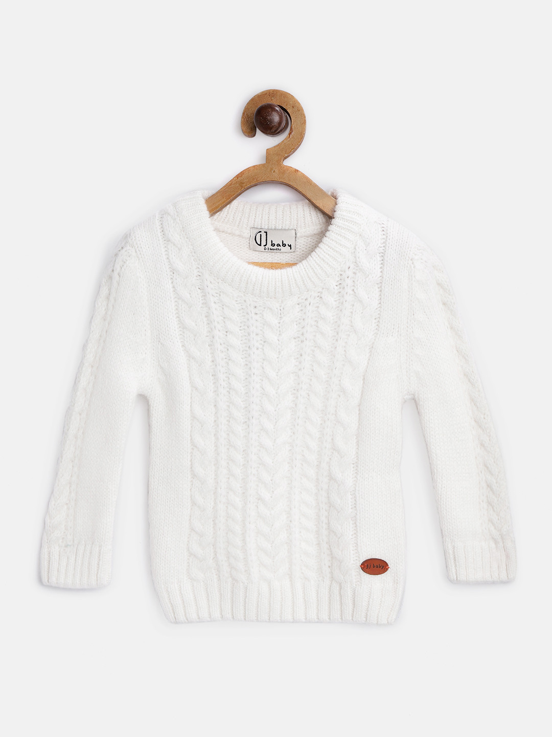 

Gini and Jony Girls White Cable Knit Self Design Pullover
