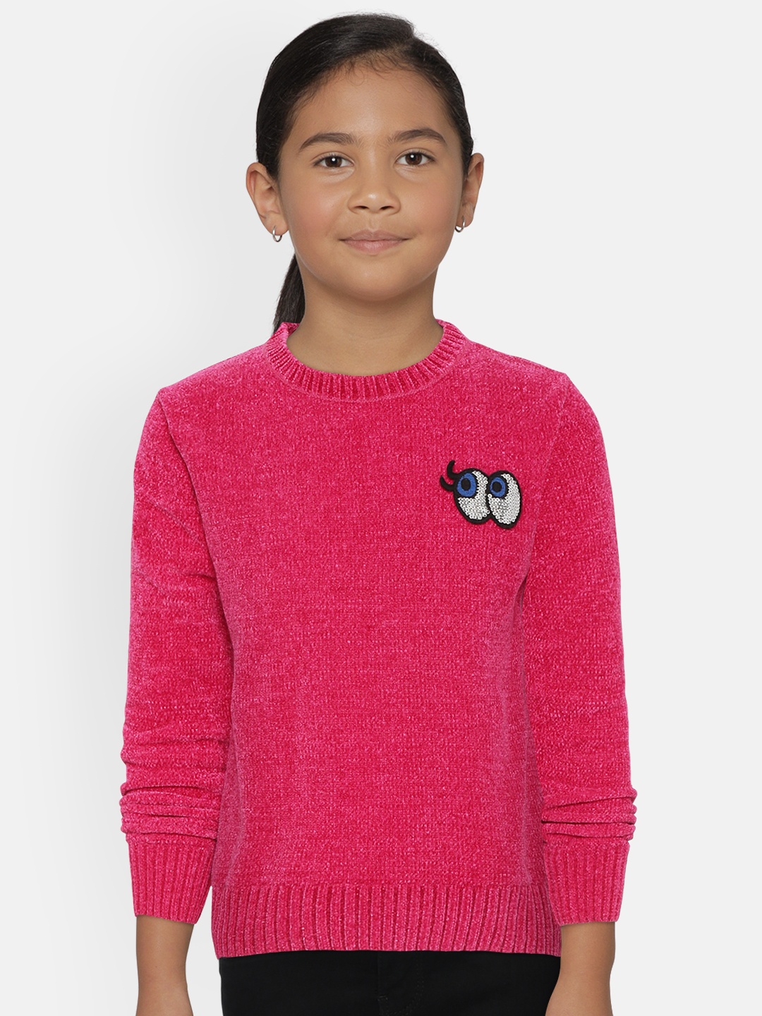

Gini and Jony Girls Pink Solid Pullover