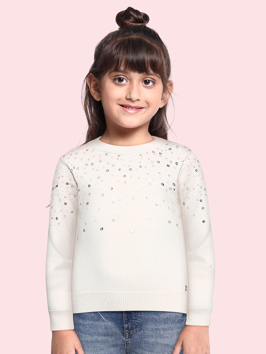 

Gini and Jony Girls Off-White Sequinned Pullover