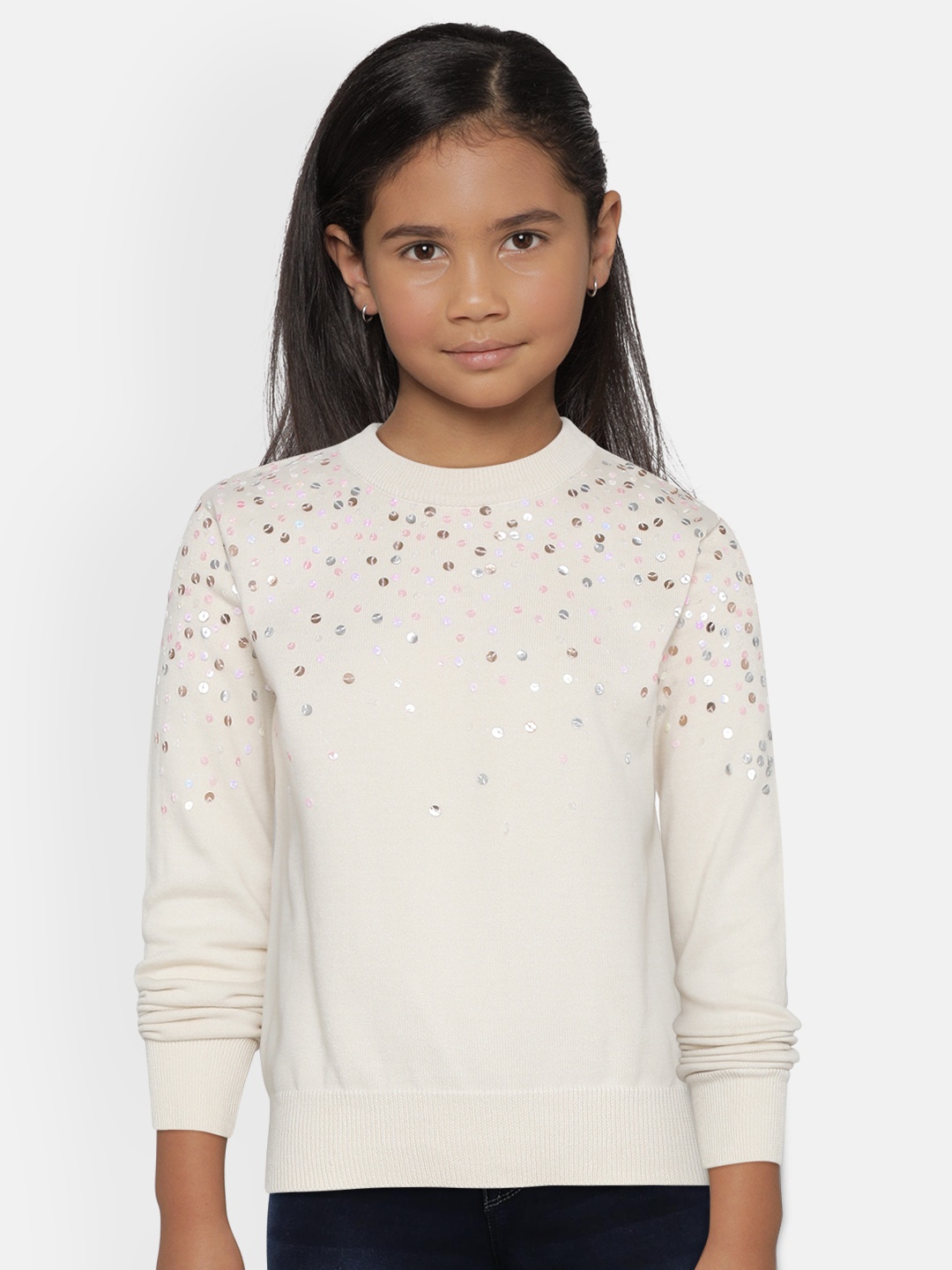 

Gini and Jony Girls Off-White Sequinned Pullover