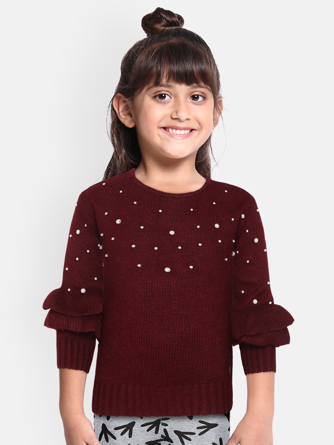 

Gini and Jony Girls Burgundy Beaded Pullover