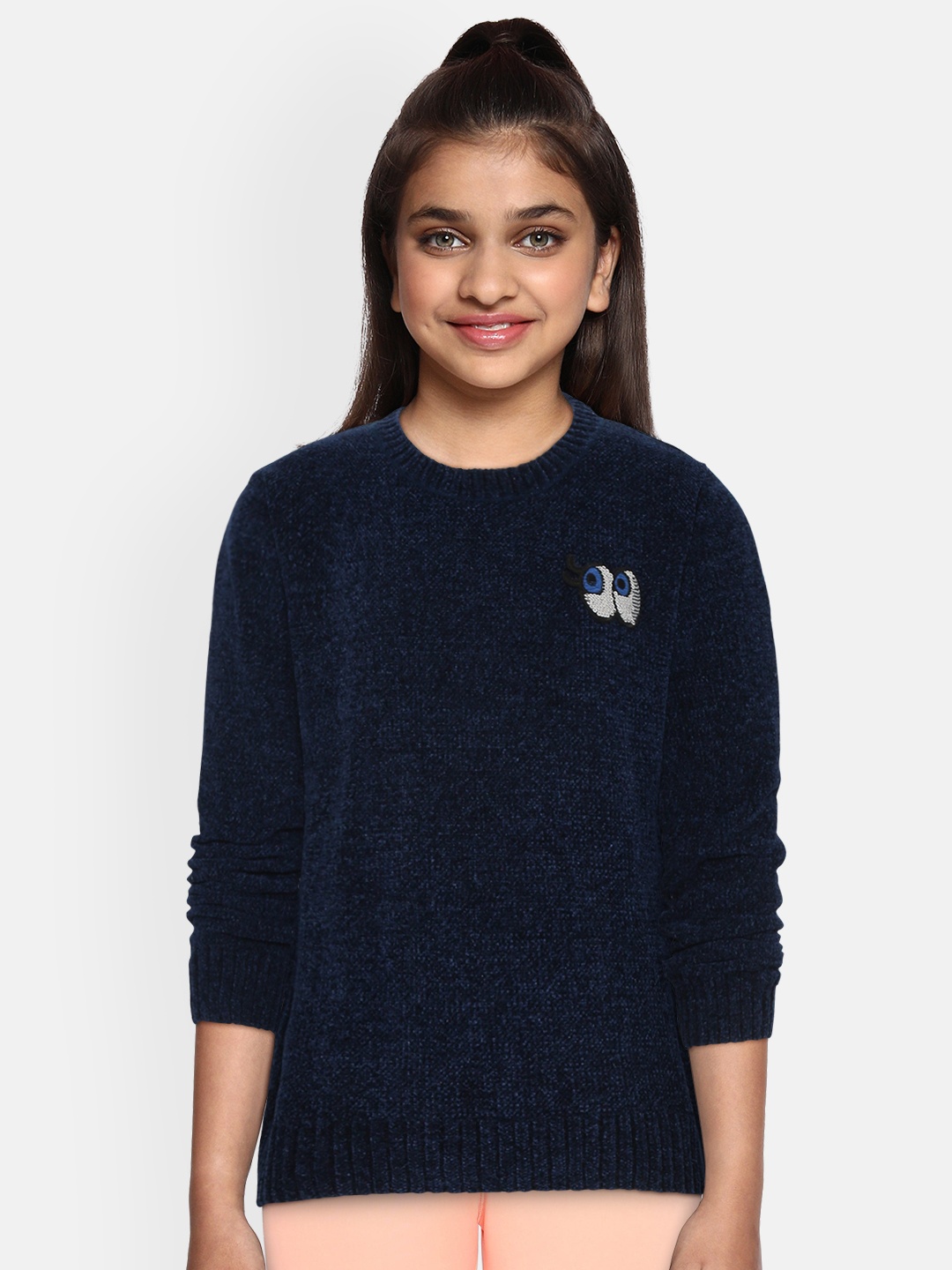 

Gini and Jony Girls Navy Blue Solid Sweater