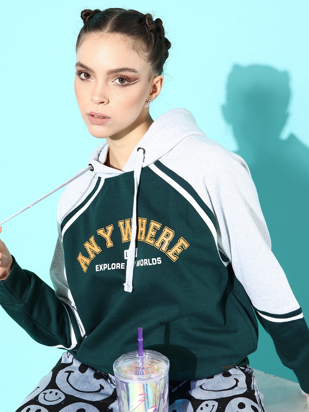 

Roadster Women Beautiful Green Typography Whipped for Varsity Sweatshirt