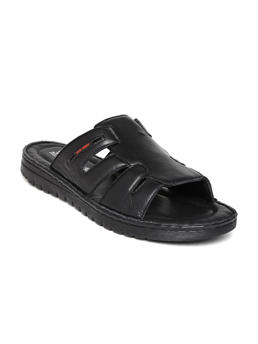 

Red Chief Men Black Leather Sandals